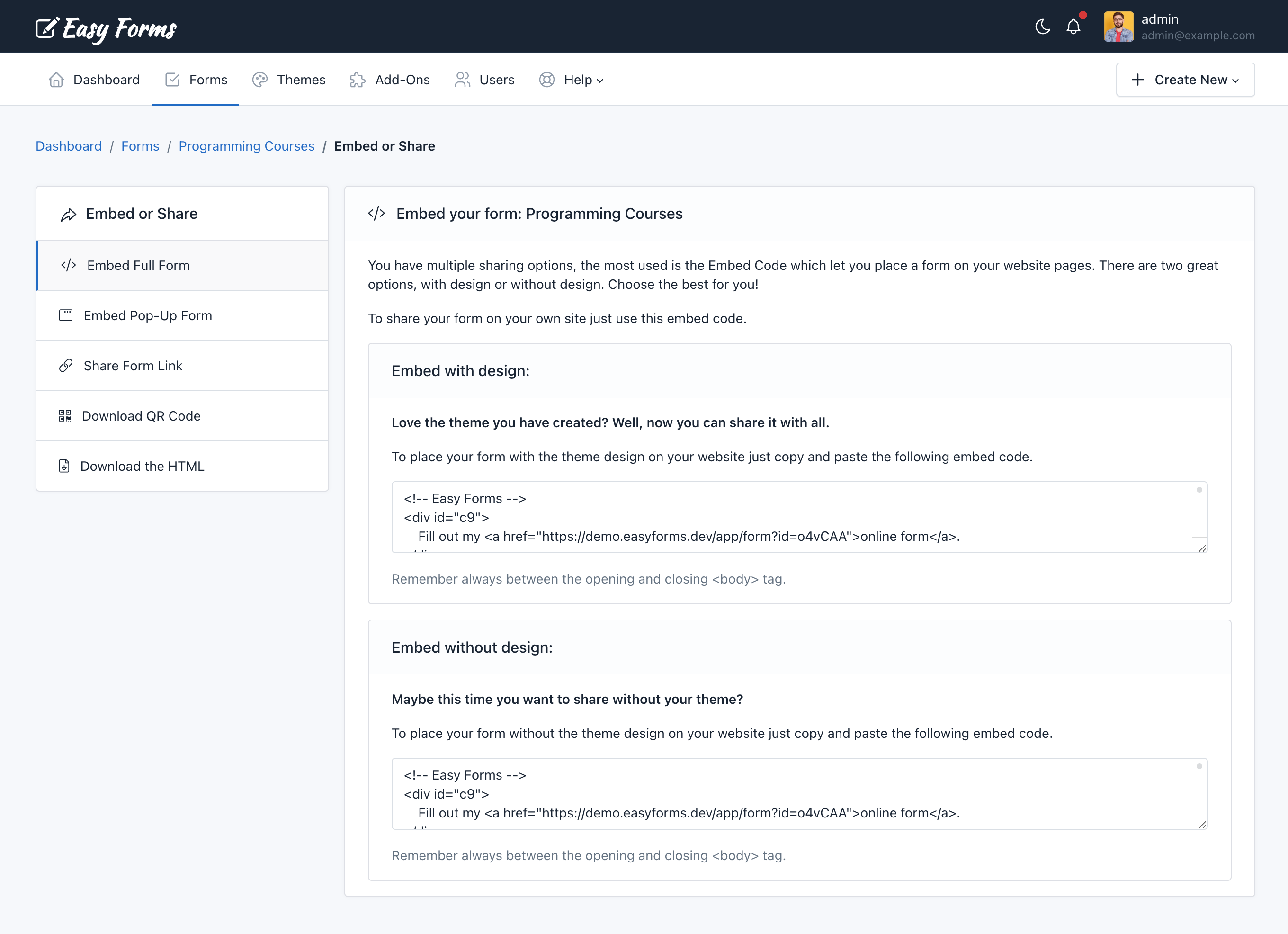Form Manager - Forms - Easy Forms