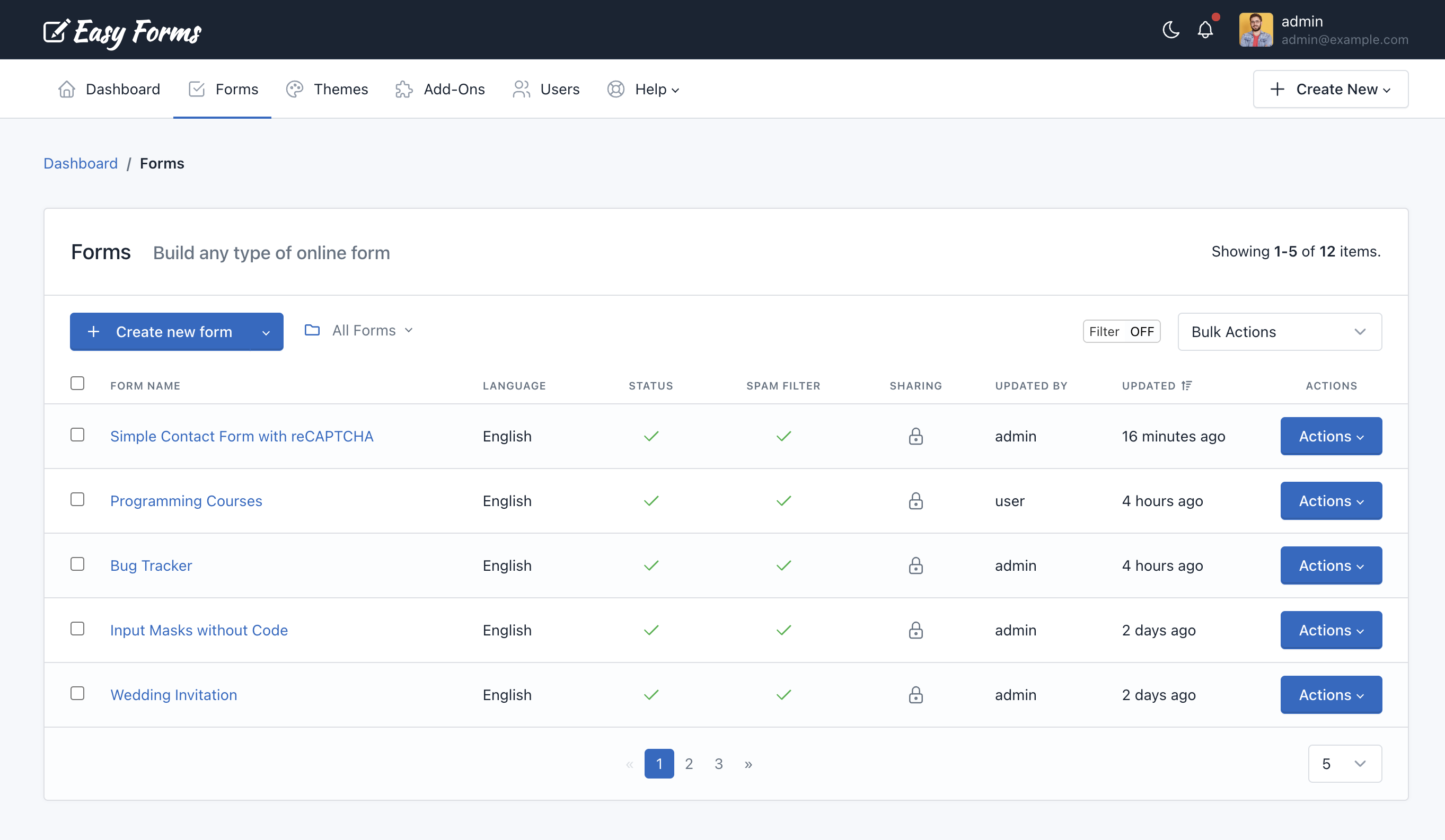 Form Manager - Forms - Easy Forms